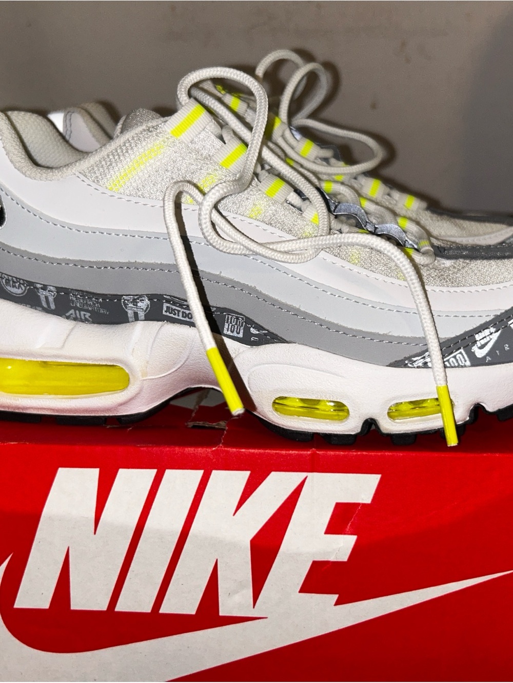 Nike Kids White and Neon Yellow Air Max Sneakers